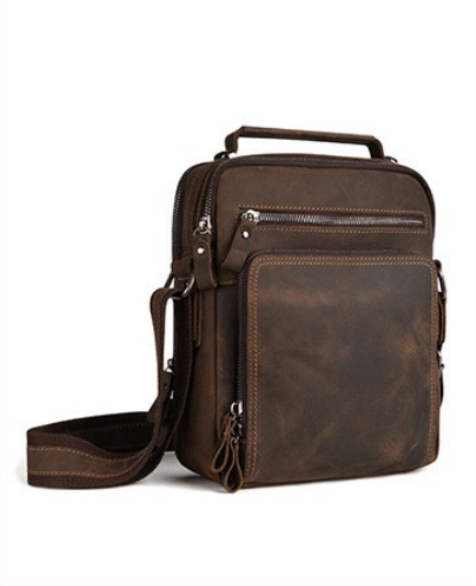 Leather Backpack Vintage - Men's Vintage Wild Horse Leather Single-Shoulder